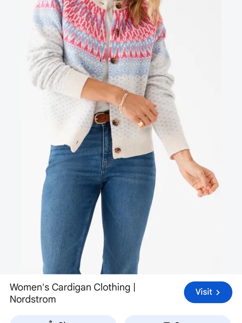 Vineyard Vines Martha’s Vineyard M Fair Isle Merino Wool Cardigan Nordic Preppy